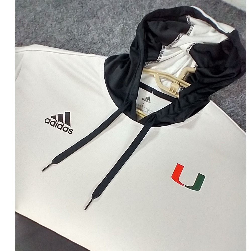 Adidas Legend Shooter Hoodie Men Large White Black Miami Hurricanes AMT0005